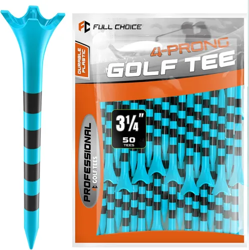 Miniatura 12 de Tees de golf profesionales de plástico Full Choice, paquete de 100 (3-1/4" o 2-3/4"), durabilidad y estabilidad mejoradas, diseñados para minimizar
