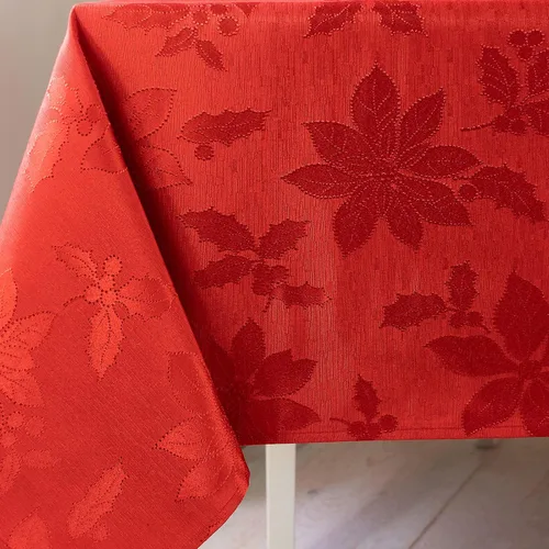 Miniatura 3 de Benson Mills - Mantel de tela de damasco Poinsettia Legacy, para fiestas, invierno y Navidad