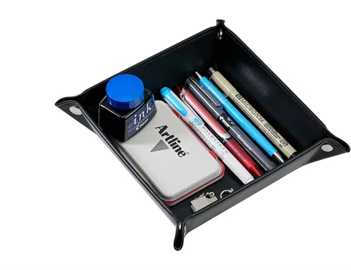 Miniatura 5 de Bandeja de valet para hombre, de piel sintética, bandeja de almacenamiento de piel sintética