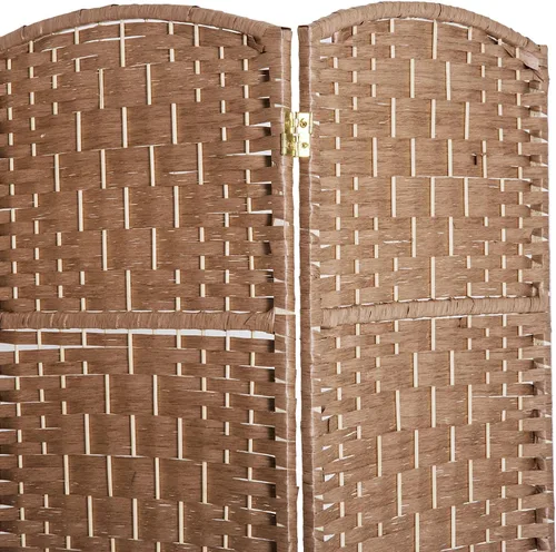 Miniatura 6 de HOMCOM Divisor de habitación, pantalla de privacidad plegable de 6 paneles, 6 pies de alto, portátil, de tejido de mimbre, divisor de pared