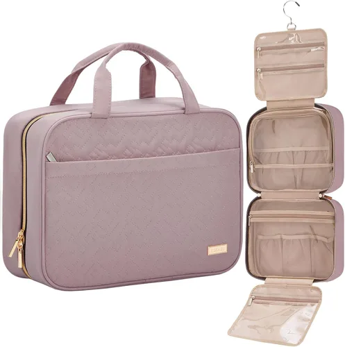 Miniatura 29 de NISHEL Neceser de viaje para mujer, organizador colgante y portátil para champú de tamaño completo, acondicionador, juego de cepillos y accesorios