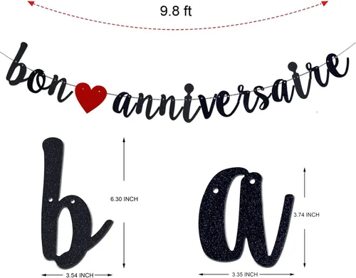 Miniatura 2 de Bon Anniversary Banner Cumpleaños Aniversario Fiesta Banderines Guirnalda Feliz Cumpleaños Fiesta Suministros / Tema Francés Celebrar Decoraciones