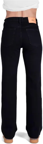 Miniatura 4 de Pantalones clásicos de mezclilla de tiro medio y corte recto para mujer Negro