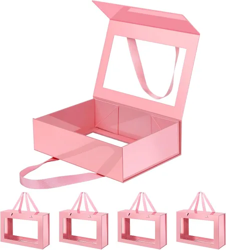 Miniatura 39 de Caja de regalo negra con ventana, caja de regalo magnética transparente para regalo, caja de propuesta de padrino de boda (10.5 x 7.5 x 3 pulgadas)