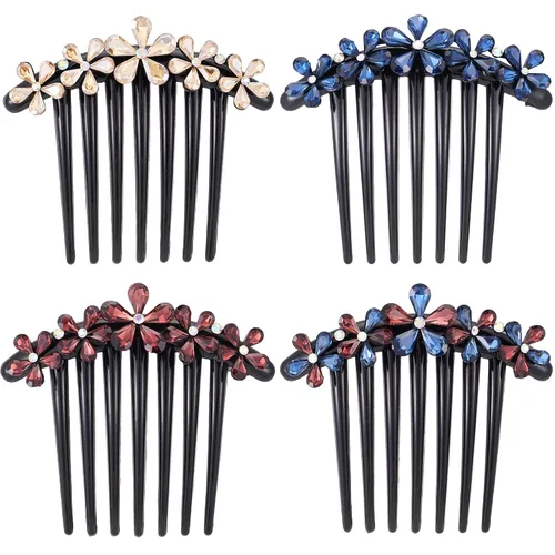 Miniatura 19 de Peine lateral de perlas para mujer, peines de pelo con diamantes de imitación, 7 dientes, accesorios de cristal vintage, accesorios para tocados