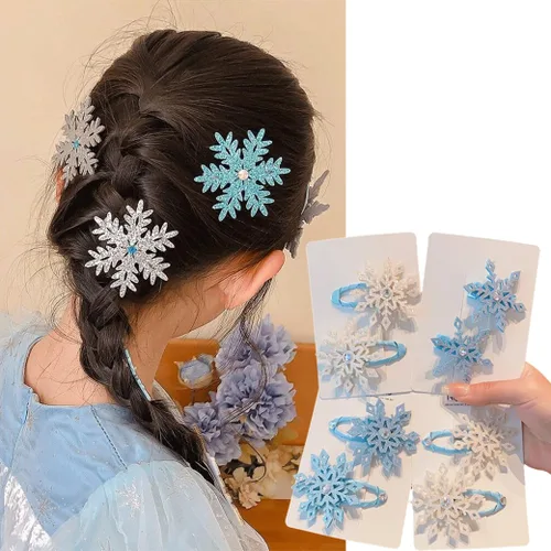 Miniatura 9 de Pinza para el pelo de copo de nieve, accesorios para el cabello de Navidad para mujer, lazo de Navidad, 4 piezas creativas y elegantes con diamantes