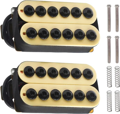 Miniatura 8 de SAPHUE Pastillas de guitarra eléctrica ajustables de bobina doble de metal Humbucker Punk para cuello/puente (Negro)