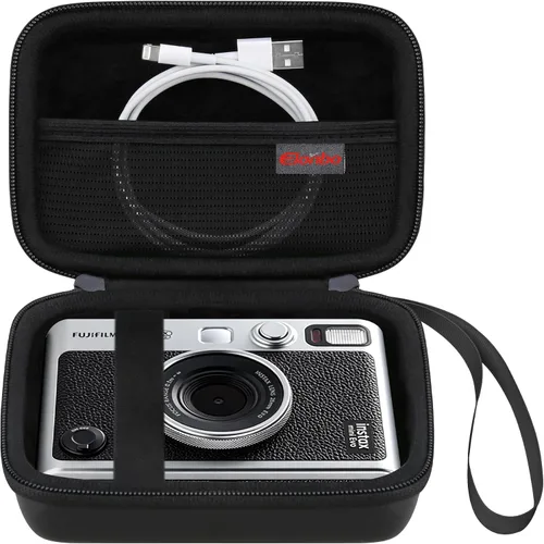 Elonbo Estuche de transporte para cámara instantánea Fujifilm Instax Mini EVO/cámara híbrida de película instantánea EVO, 2 en 1 portátil mini Negro