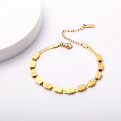 Miniatura 7 de Pulsera delicada de oro para mujer, chapada en oro de 18 quilates, pulsera de cadena de serpiente en espiga para mujer, Acero inoxidable chapado