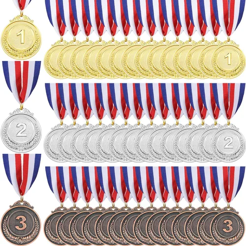 Miniatura 8 de MTLEE Gold Silver Bronze Award Medals Competition Style Winner Award Medals Metal Medals Prizes with Neck Ribbon for Competitions Party Homework