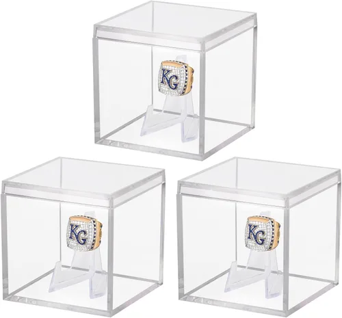 Miniatura 14 de Hooqict Paquete de 4 Estuche de Exhibición de Sóftbol de Acrílico Estuche de Exhibición de Sóftbol Transparente Soporte Protegido contra UV Estuche