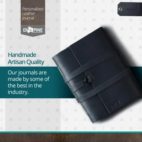 Miniatura 4 de Ox & Pine Diario de cuero envuelto personalizado, hecho de cuero de grano completo, cuaderno o cuaderno de bocetos