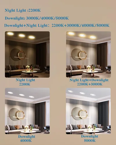 Miniatura 6 de Lightdot LED de 6 pulgadas empotrable con luz nocturna 1200LM 12W 120V regulable LED Downlight iluminación, 3000 K/4000 K/5000 K seleccionables