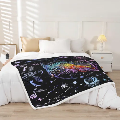 Miniatura 2 de Manfei Acuario - Manta de astrología trippy para niños y niñas, decoración de habitación de doce constelaciones, manta de forro polar suave