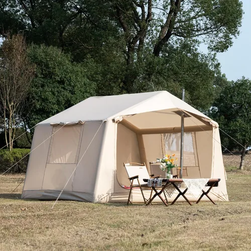 Miniatura 9 de Inflatable Camping Tent with Hand Pump Waterproof Outdoor Blow up Tent 2-8 Person Oxford 4 Season Glamping Air Tent Cabin House with Mesh Windows &