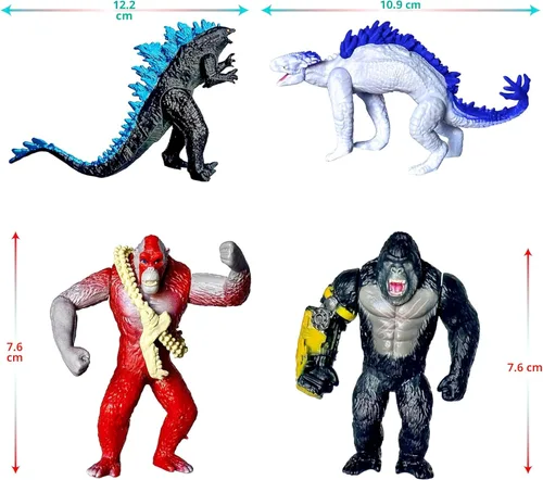 Miniatura 4 de TwCare Juego de 6 figuras de acción de Monster x Kong: The New Empire, Dinosaurio Dragón, Juguetes de Dragón, B.E.A.S.T. Guante Shimo Frost Bite