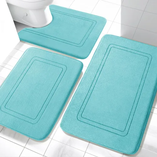 Miniatura 12 de YIHOUSE Juego de alfombras de baño de espuma viscoelástica, juego de 2 piezas, tapetes de baño antideslizantes para baño, juego de alfombras de baño