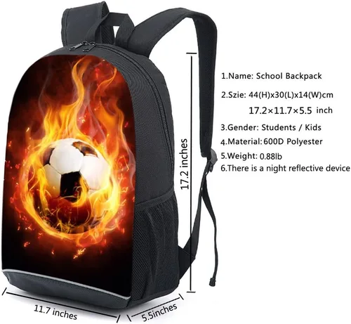 Miniatura 2 de Mochila adolescente, Universe Space TrendyMax Galaxy Pattern Mochila linda para la escuela, Fútbol ardiente 1, Computadora portátil