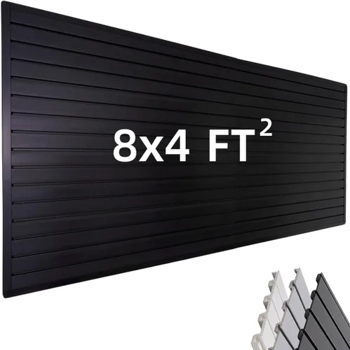 Paneles de Pared con Listones Organizador de Pared de Garaje, Paneles de Pared con Listones Negros 4'x8' Organizador de Herramientas de Garaje