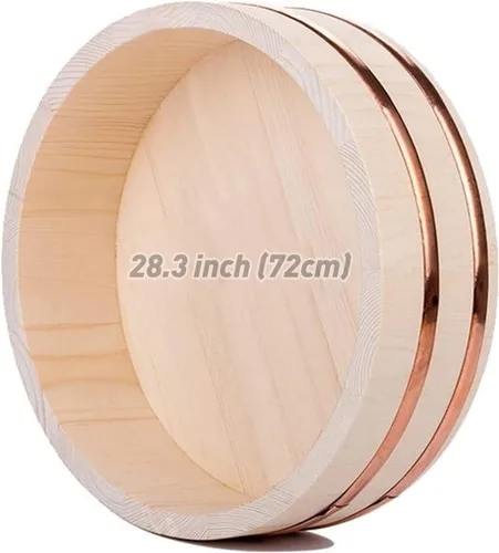 Miniatura 8 de Tina grande de madera japonesa Hangiri Sushi Arroz Mezclador para Sushi Restaurante Sushi 23 pulgadas/23.6 in Diámetro