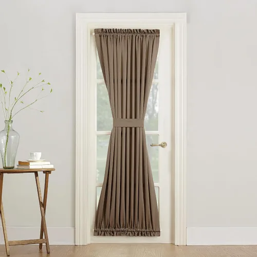 Sun Zero Barrow - Panel de cortina para puerta con bolsillo para barra, de eficiencia energética, 54" x 72", color moca Marrón Mocha