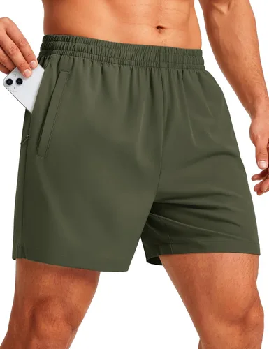 MAGCOMSEN Pantalones cortos deportivos para hombre, 5 pulgadas, ligeros, para baloncesto, correr, entrenamiento, con bolsillos con cremallera