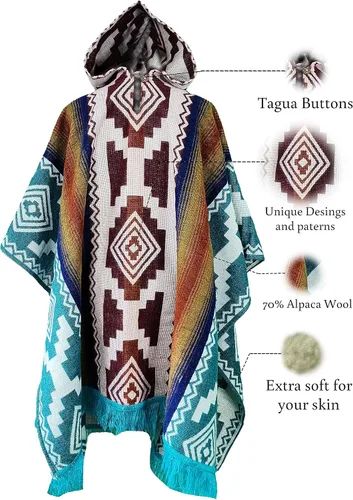 Miniatura 2 de Alpaca ponchos for men and women, handmade with the best alpaca wool material by Ecuadorian artisans.