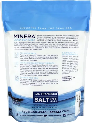Miniatura 9 de Minera Sal del Mar Muerto de grano fino para baño y remojo, 2 libras, de disolución rápida, 100% pura y natural, sin perfume, nutritiva para la piel