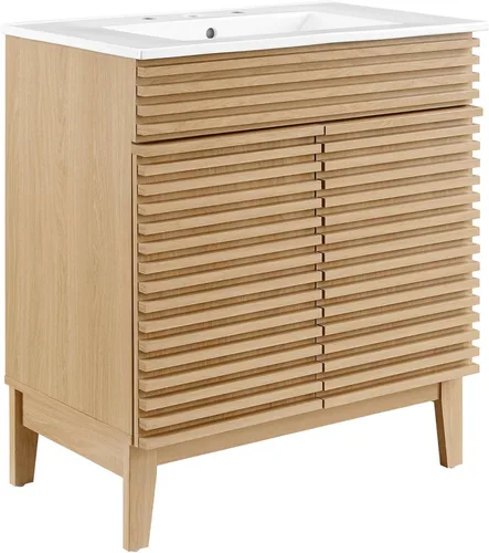 Miniatura 35 de Modway Render 23.5" tocador de baño en nogal (lavabo no incluido)