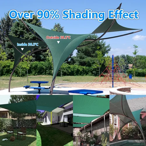 Miniatura 6 de Glieskir Tela de Sombra Verde Negruzco 90% para Jardín, 6.5x10 Pies Red de Sombra Solar Resistente para Jardín, Lona de Malla Duradera con Ojales