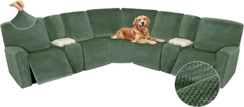 Miniatura 426 de Arfntevss Fundas de sofá seccional reclinable de terciopelo, Funda de sofá seccional de esquina para sofá reclinable, Funda elástica suave