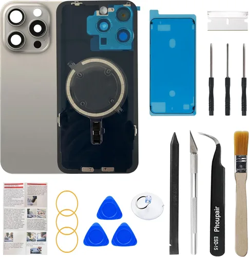 Miniatura 10 de Reemplazo de cristal trasero OEM compatible con iPhone 15 de 6.1 pulgadas con marco de cámara y lente de cámara + kit de herramientas de reparación
