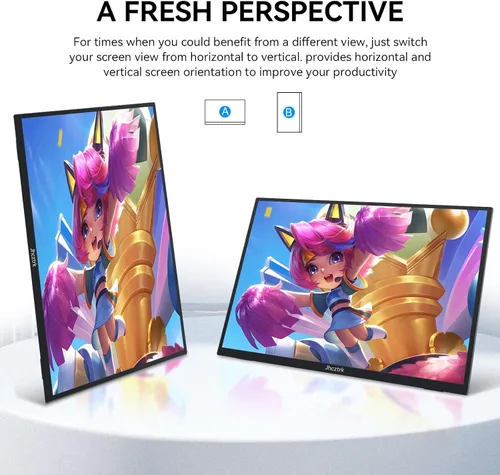 Miniatura 4 de Monitor portátil de 18.5 pulgadas 120Hz FHD 1080P HDMI USB-C, 99% sRGB, monitores de juegos HDR Altavoces incorporados Kickstand y VESA Segunda