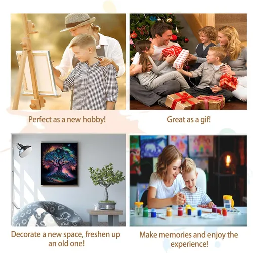 Miniatura 6 de Artunion Árbol de la vida - Pintura por números para adultos principiantes, kits de pintura de paisaje por números, pintura al óleo por números