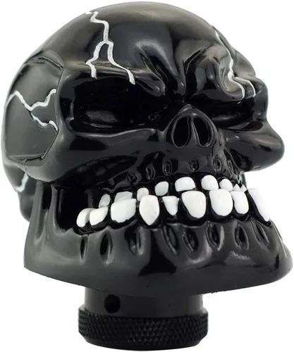 Miniatura 3 de Pomo para palanca de cambios automática con forma de calavera, color negro