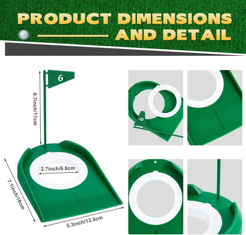 Miniatura 2 de Sotiff 9 Pack Golf Putting Cup and Flag Plastic Golf Hole Training Aids Training Putters for Indoor Outdoor Men Women Office Backyard Garage