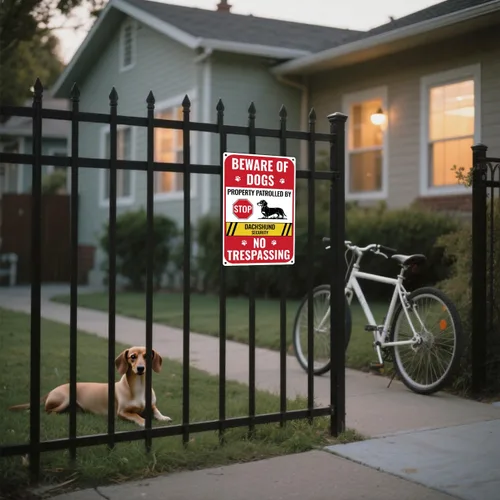 Miniatura 5 de 2 Pack de señales de cuidado con el perro para valla, señal de no traspaso propiedad privada, decoración de perro salchicha para puerta delantera