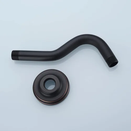 Miniatura 4 de Brazo de ducha curvado en forma de S de 8 pulgadas con brida de acero inoxidable, brazo de tubo de extensión de cabezal de ducha de repuesto, bronce