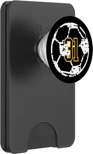 Miniatura 8 de Número #31 Jugador de fútbol amarillo negro número 31 PopSockets intercambiables PopGrip