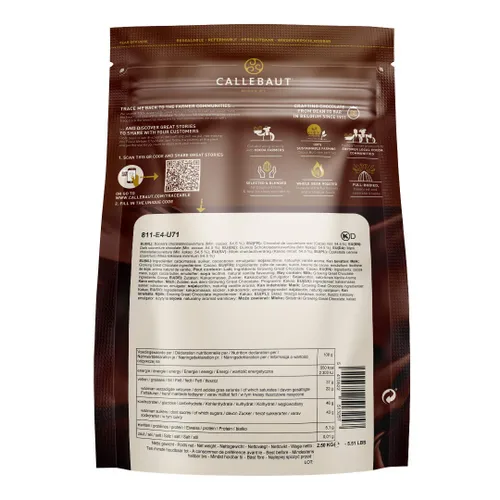 Miniatura 2 de Callebaut Callets de Chocolate Belga Oscuro Cobertura Semidulces, 54.5% - 5.5 Libras