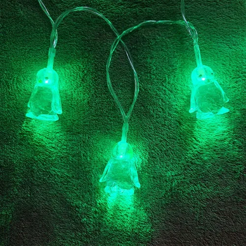 Miniatura 8 de Lámpara de noche romántica con forma de pingüino decorativo de 1.65M, 10 LED, luz nocturna para el hogar, dormitorio, boda, fiesta, bebé, niño Verde