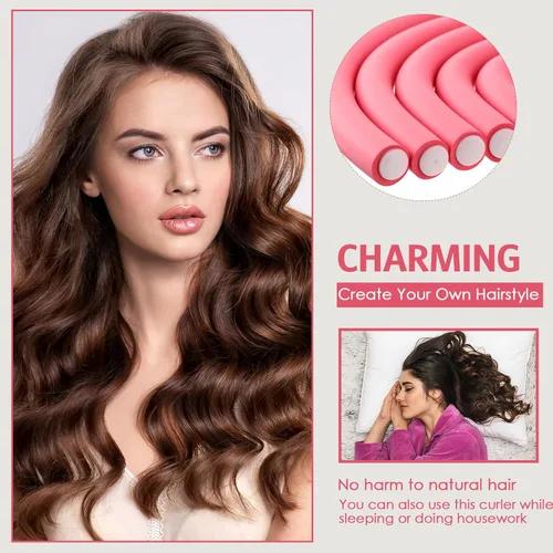 Miniatura 6 de WILLBOND - 60 piezas de varillas rizadoras de cabello flexibles sin calor, rodillos rizadores Twist Flexi para cabello largo y corto, para mujeres