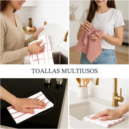 Miniatura 9 de LANE LINEN Juego de Toallas de Cocina de Algodón 100%, Paquete de 6 – Premium, Absorbentes, de Secado Rápido, Toallas de Platos, Toallas de Té, 18