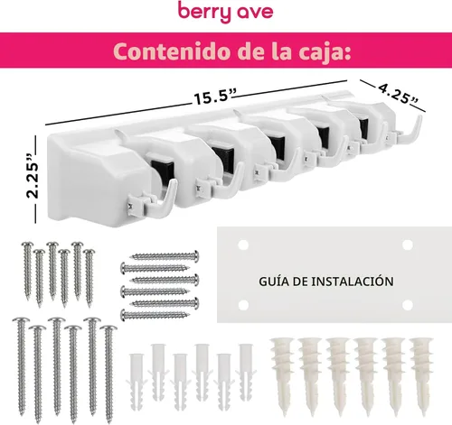 Miniatura 7 de Soporte de pared para trapeador y escoba AGARRE EXTRA - Herramienta de jardín colgante de pared y organizador de armario utilitario, gancho
