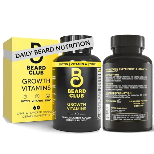 Miniatura 11 de The Beard Club Spray de vitamina de biotina para el crecimiento del vello facial, fórmula natural para una barba más completa y gruesa, fácil