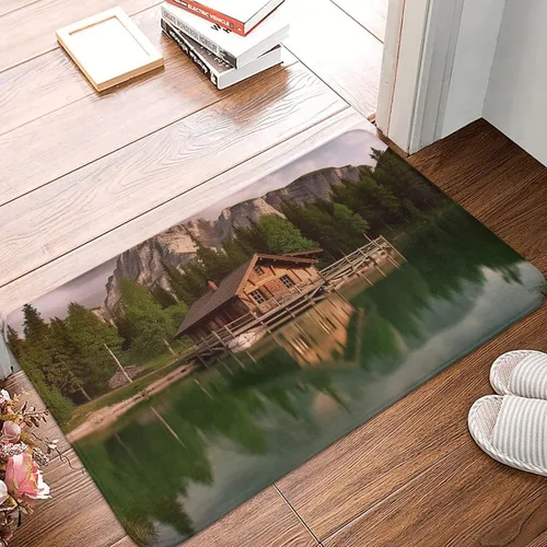 Miniatura 13 de Tapete para puerta delantera, bonito tapete de bienvenida con estampado de animales marinos y manatíes, absorbente, antideslizante, tapete