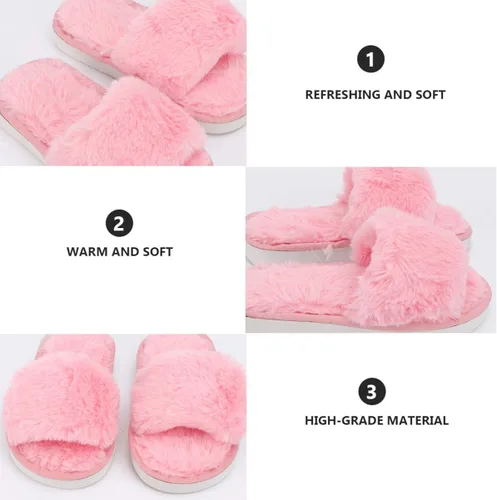 Miniatura 7 de Holibanna - Zapatillas de felpa para niños con punta abierta, para Navidad, invierno, cálido, Navidad, pareja, zapatillas, 1 par