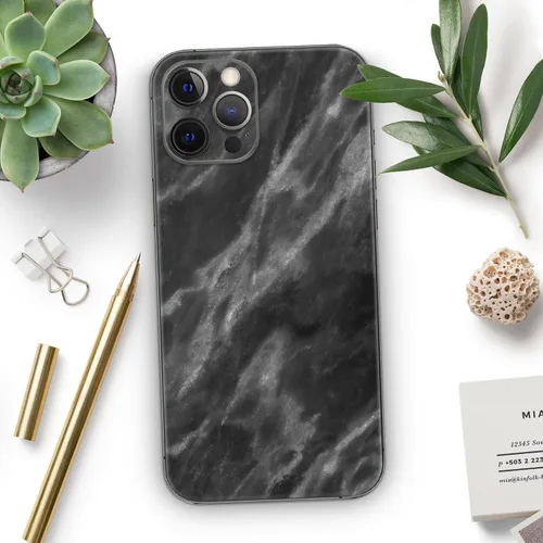 Miniatura 7 de DesignSkinz Kit de calcomanías de cuerpo completo compatible con iPhone 15 Plus, mármol blanco y negro