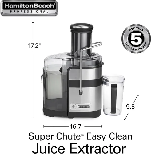 Miniatura 8 de Hamilton Beach Professional Máquina exprimidora, extractor centrífugo, con súper canal de 3.5 pulgadas para frutas y verduras enteras, herramienta