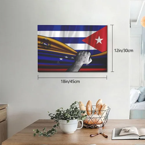 Miniatura 7 de Lienzo decorativo para pared, diseño de bandera de Venezuela y bandera cubana de Cuba, impresiones artísticas de pared de 12 x 18 pulgadas, sin